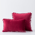 Custom velvet fabric solid tassel pillow cover